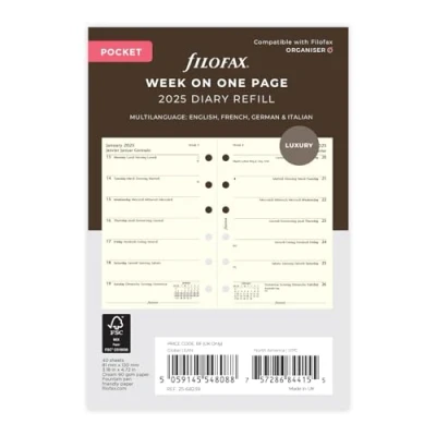 Image of Pocket Week per page 4 language cotton cream 2025