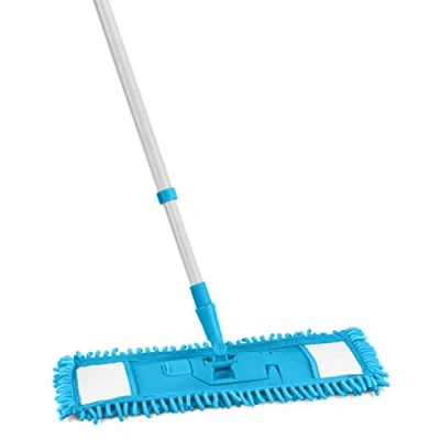 Image of DLUX PRO KLEEN Super Absorbent Chenille Flat Floor Mop with Extendable Handle Hardwood Laminate Tile Cleaner Sweeper Microfibre Duster