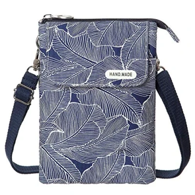 Image of LassZone Canvas Cute Crossbody Handbags Cell Phone Purse Wallet Leaves Pattern Small Change Pouch Bags for Women Girls