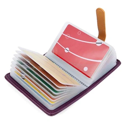 Image of AltomStar 10 Colors Credit Card Holder Wallets for Women Men Leather 26 Slots (Purple)