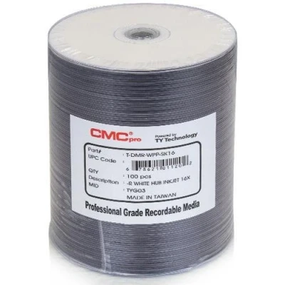 Image of CMC Pro/Taiyo Yuden DVD R 16x White Inkjet Printable Full Face (100 Stack)