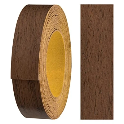 Image of haggiy melamine edge tape self adhesive 18 mm x 5 m I furniture secure hold without ironing banding veneer for shelves/wooden panels (Walnut)