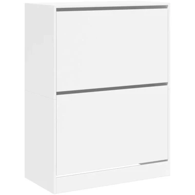 Image of vidaXL Shoe Cabinet with 2 Flip Drawers White 80x42x108 cm
