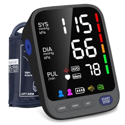 Image of Medical Blood Pressure Monitors, Upper Arm Large Cuff Machine for Home Use, Super 6.4 LED Display CE Certified MHRA Registered Heart Rate Monito (Black)