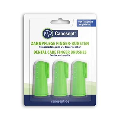 Image of Canosept Dental Care dog toothbrush (3 pieces) finger teeth cleaning products plaque remover for dogs breath freshener off
