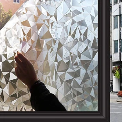 Image of Zindoo Non Adhesive window Film Stained Glass Static Frosted Privacy vinly clings 45 x 200 CM