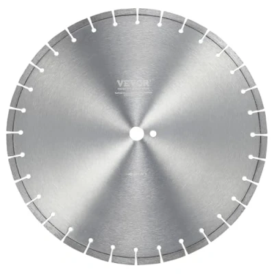 Image of VEVOR Diamond Blade, 18inch/450mm Concrete Saw Blade Wet or Dry, 0.47inch/12mm Flat Teeth Segment Universal 1 inch/25.4 mm Center Hole Diameter, for Cement Board Tile Brick