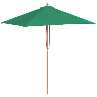 Image of vidaXL Garden Parasol with Wooden Pole 150x200 cm Green