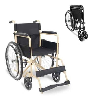 Image of Mobiclinic®, Folding Wheelchair Self Propelled Denver, European Brand, 18,11 inch Seat, Removable Backrest, Fold Down, Foot Rest, Strong, for Disabled, Foldable Chair