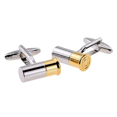 Image of Two Tone Shotgun Shell Cufflinks Presented in a Box
