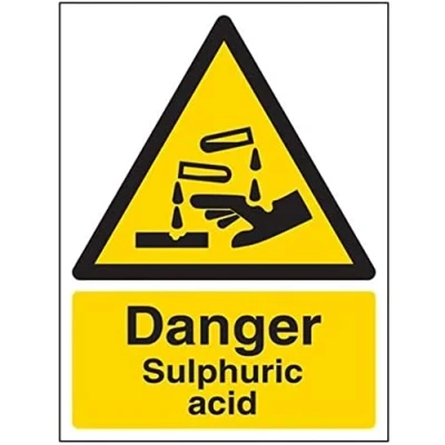 Image of V Safety Danger Sulphuric Acid Warning Sign 150mm x 200mm Self Adhesive Vinyl