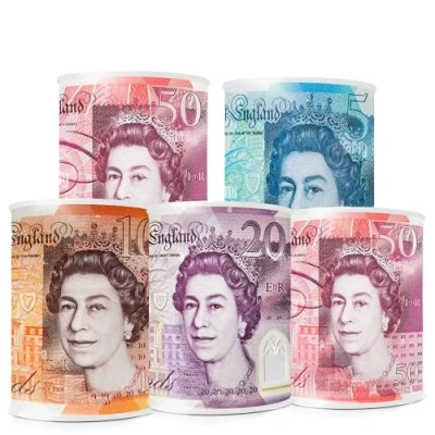 Image of LUMOUS ROLA 5PCS Money TIN BOX Sterling Bank Note Piggy Bank, Coin Tin, Cash Savings Can, Birthday Money, Holiday &amp; Christmas Fund(5PCS Medium RANDOM)