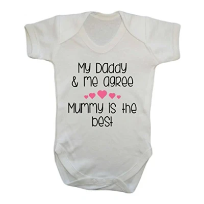 Image of Mummy is The Best Baby Vest Worlds Mum Gift me and Daddy Agree Mothers Day for First 1st Mothering Sunday Keepsake Present