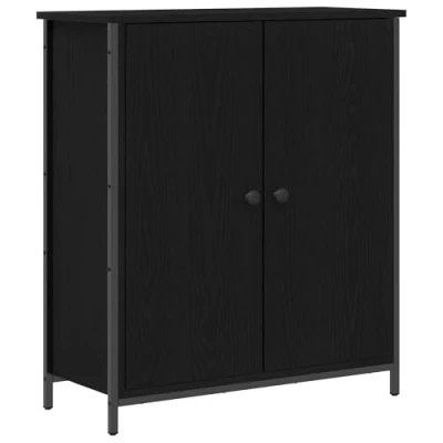 Image of vidaXL Sideboard Black Oak 70x30x80 cm Engineered Wood and Steel
