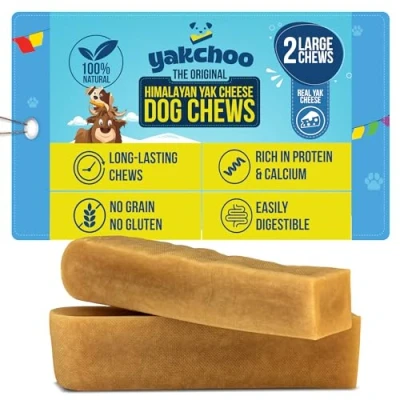 Image of Yakchoo Himalayan Yak Chews for Dogs 260g (Large 2 Chews) 100% Natural Cow &amp; Milk Dog Chew Large Breeds Bones Long Lasting Treats Dental Aggressive Chewers