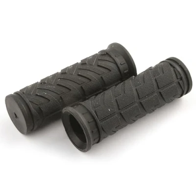 Image of Clarks Rubber Grips Pair of 90mm Easy Fit Bike Handlebar with Cushioned Grip and Black End Caps