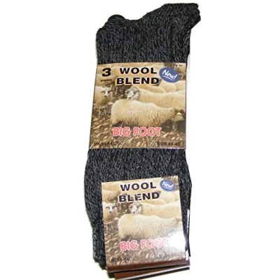 Image of 3 PAIRS OF MENS THICK CHUNKY DARK COLOURED WOOL BLEND BIG FOOT SOCKS UK SIZE 11 14