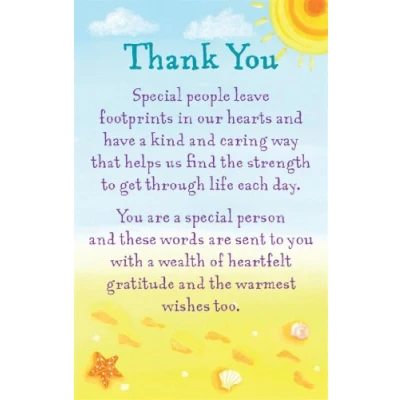 Image of Heartwarmers Thank You Keepsake Card &amp; Envelope 3.5&quot; x 2&quot; Code K126E