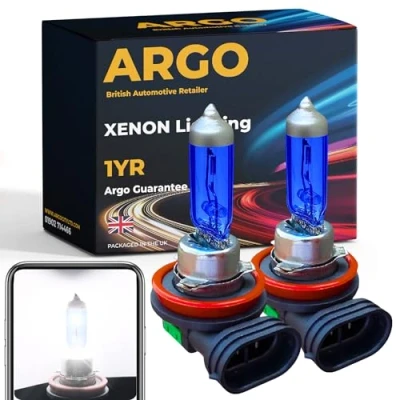 Image of Argo H8 Headlight Bulb 100w Xenon White 6000k 12v PGJ19 2 Front Fog Light Lamp Car Van Main Dipped High Low Beam Halogen Bright Upgrade 708