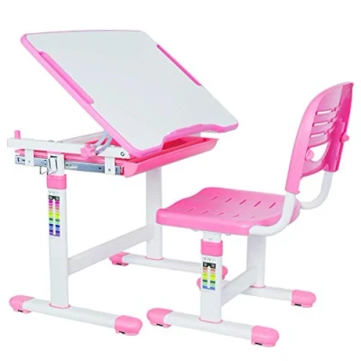 Image of VIVO Height Adjustable Children&#039;s Desk and Chair, Pink