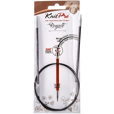 Image of KNITPRO KP29091 Royale: Knitting Pins: Circular: Fixed: 80cm x 3.00mm, Birchwood, brass, Multi Colour, 80 0.3 cm