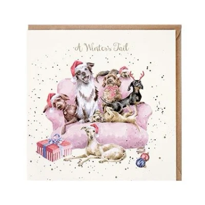 Image of Wrendale Designs by Hannah Dale A Winter’s Tail Gold Foiled Christmas Card Single