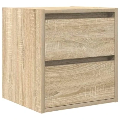 Image of vidaXL Wall Mounted Bedside Table/Nightstand Sonoma Oak, 38x34x40 cm, Modern Bedroom Storage Solution