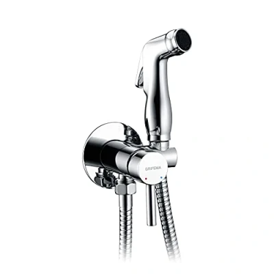 Image of GRIFEMA COMPLENTO G154 Wall Mounted Bathroom Toilet Bidet Mixer Spray Kit, Douche Muslim Shattaf Shower Spray, 1/2 Inch Hose, Chrome