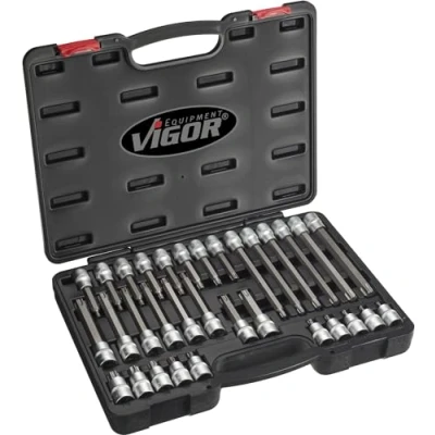 Image of Vigor V1917 Torx Screwdriver Socket Assortment Set, 1/2&quot;