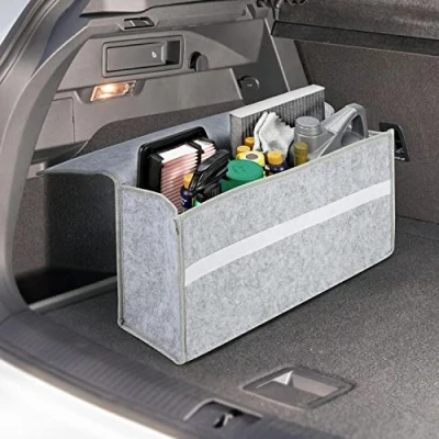 Image of Vinsani Car Boot Organiser Bag Anti Slip Foldable for Storage Case Tool Carpet Solution Interior Declutter Tidy Tools Suitable All Vehicles Light Grey Large