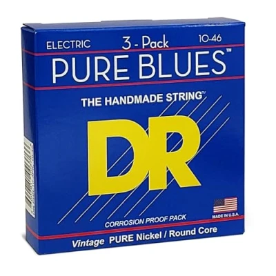Image of DR Strings PHR 10 Pure Blues Electric Guitar Strings, 46, 3 Pack