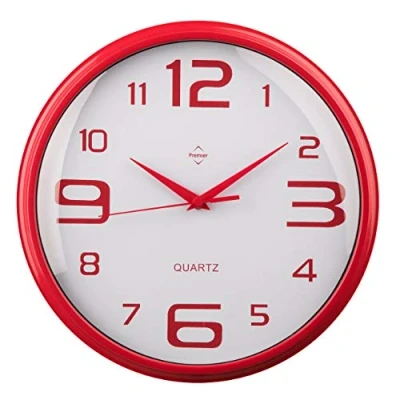 Image of Premier Housewares Round Wall Clock Matt Red