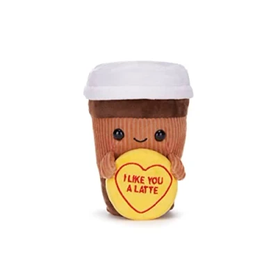 Image of Posh Paws 37642 Swizzels Love Hearts 18cm I Like You A Latte Coffee Cup Plush Soft Toy Gift