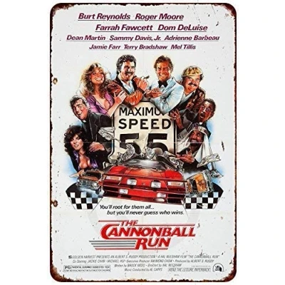Image of Tin Sign The Cannonball Run Movie Poster Vintage Reproduction Metal 8 x 12