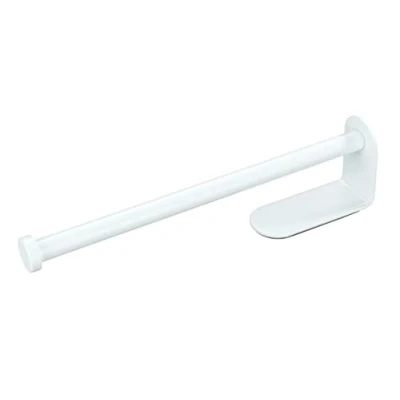 Image of WENKO kitchen roll holder Nio, practical made of aluminium, self adhesive and perfect for attaching to tiles or under cupboards, dimensions (W x H D): 27.5 4.5 x, 7 cm, white