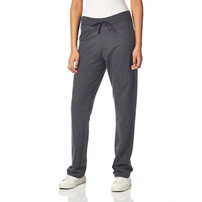 Image of Fruit of the Loom Women&#039;s Crafted Comfort Joggers &amp; Open Bottom Pants Casual, French Terry Charcoal Heather, Large