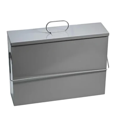 Image of Trendi® Fireside Ash Carrier Metal Hot Tidy Box Container Fireplace Pan Bucket Bin (Galvanised Grey)
