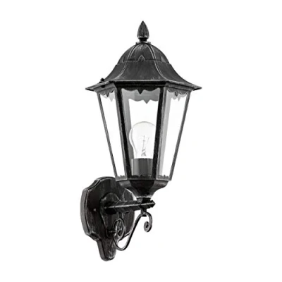 Image of Eglo 93457 NAVEDO Exterior Wall Light in Black and Silver Patina, One Size