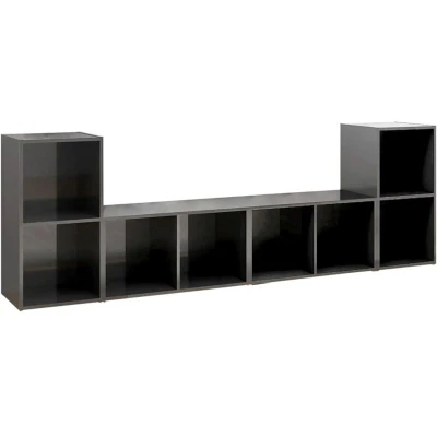 Image of vidaXL TV Cabinets 4 pcs High Gloss Grey 72x35x36.5 cm Engineered Wood