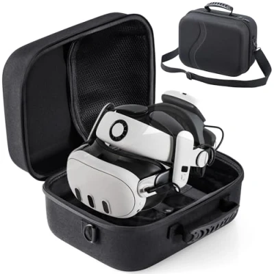 Image of Large Carrying Case for Meta Quest 3, Hard Travel Compatible with BOBOVR S3 Pro Battery Head Strap and Other Accessories, Storage Soft Lining Black