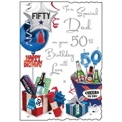 Image of Jonny Javelin Special Dad 50th Age 50 Birthday With Love Card Balloons Presents Ice Bucket Beer