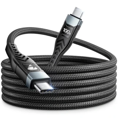 Image of USB C to Cable Fast Charging 100W 2M Type Charger Charge Lead Usbc Data for iPhone 16 15 Pro Max Plus MacBook iPad Pro/Air Samsung Galaxy S23/S22/S21