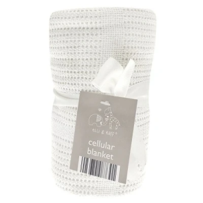 Image of Cellular blanket moses basket pram crib baby 100% cotton WHITE