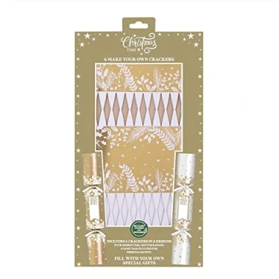 Image of Make Your Own Christmas Crackers DIY Fill Gold &amp; White Xmas Floral Design