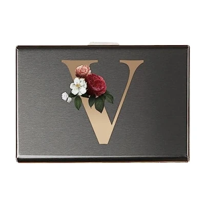 Image of Metal Card Holder Wallet,Ultra Thin Stainless Steel Wallets RFID Blocking Credit Wallet for Men &amp; Women,Best Protector with 6 PVC Slots and Latch (gold V)