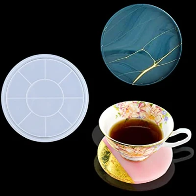 Image of Rolin Roly Round Tray Resin Mold, Wave Coaster Epoxy Molds, Jewelry Organizer Silicone Dish Casting Mould for DIY Crafts, Fruit Snack Holder Mold and Home Decoration