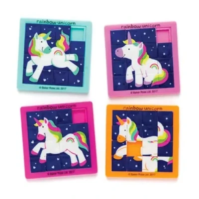 Image of Baker Ross AR581 Rainbow Unicorn Sliding Puzzles (Pack of 4)
