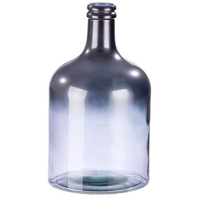 Image of GILDE Large Flower Vase XL Made of Recycled Glass Living Room Decoration European Colour: Silver Metallic with Colour Gradient Height 43 cm