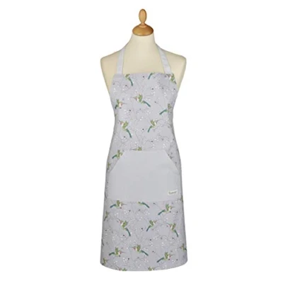 Image of City Look Imports Cooksmart Hummingbirds Apron, 100% Cotton Twill Tropical Bird MF, Grey, One Size