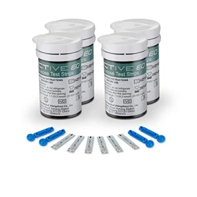 Image of Diabetes Test Strips Blood Glucose x 100 &amp; Lancets 100, Sugar Strips, for UK Diabetics in mmol/L (Exactive EQ Impulse)